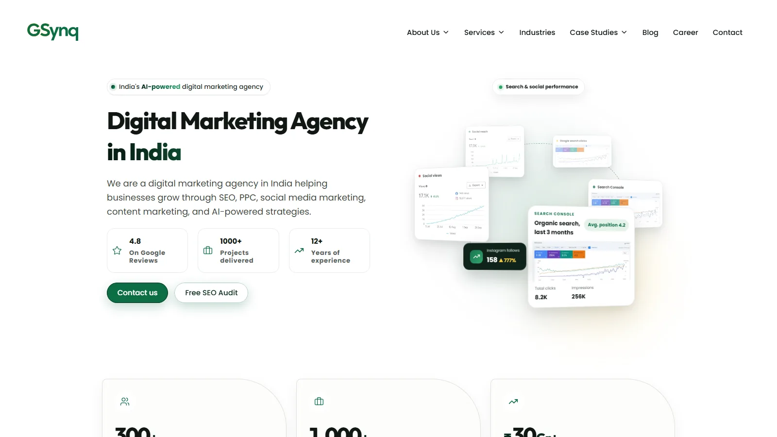 GSynq website home page built by KaliIO: Digital Marketing Agency in India